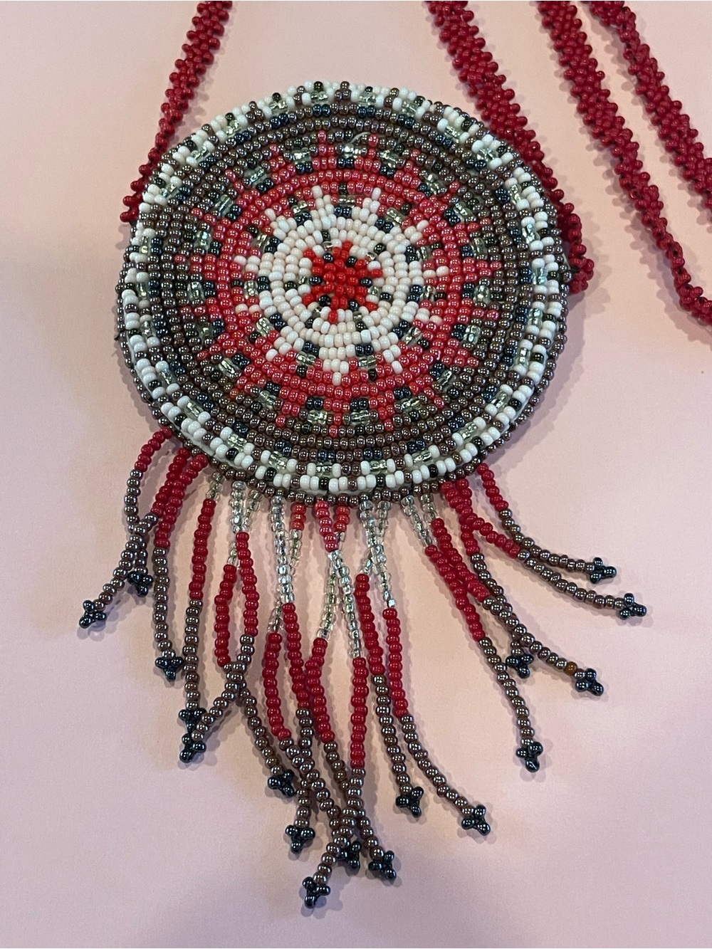 Native American Beaded Purse Necklace / Medicine Bag  #9379 - Picture 2 of 9